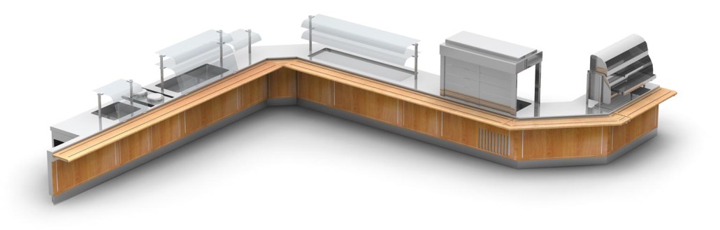 Self-service con pannellature in legno